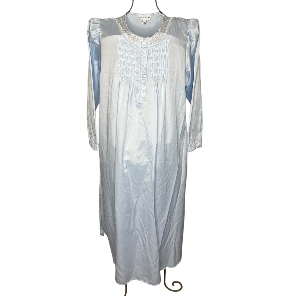 Miss Elaine Vintage Brushed Back Satin Long Sleeve Long Gown - Women’s Size S
